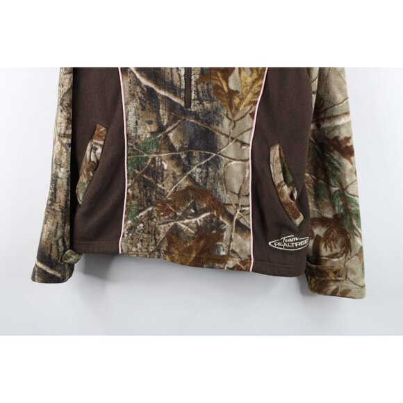 Vtg Y2K Streetwear Womens L Faded Realtreee Camouflage Half Zip Fleece Jacket - Picture 3 of 14